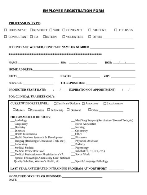 Sample Employee Registration Doc Template Pdffiller