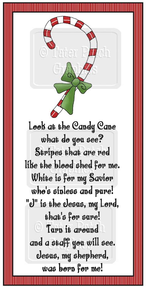 Sharing candy cane poems during the holidays is a sure way to spread the season's cheer. Christian Candy Cane Poem | Tater Patch Graphics ...