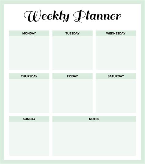 Printable Weekly Planner Template Free Printable Templates