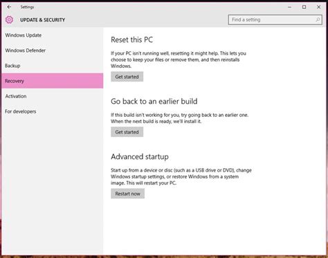 Windows 10 Settings Menu The Update And Security Tab Windows Windows