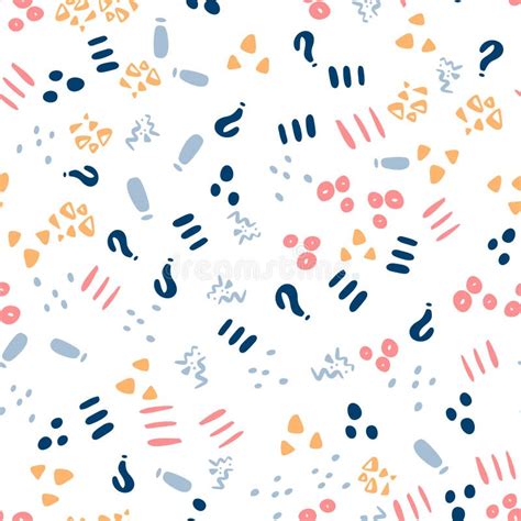 Abstract Shapes Hand Drawn Color Seamless Pattern Stock Vector