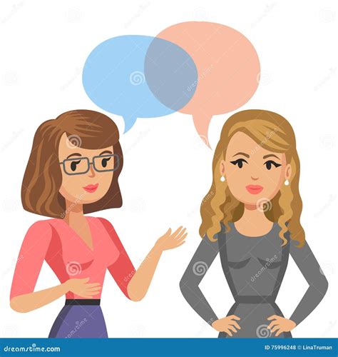 Two Women Talking In The Cafe Vector Illustration