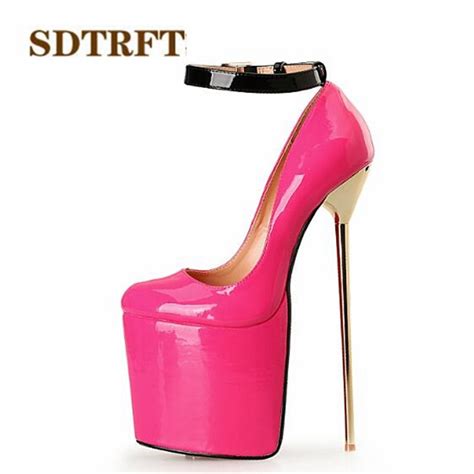 Sdtrft Plus46 47 48 49 50 Stiletto 22cm Metal Thin High Heels Patent Leather Party Pumps Women