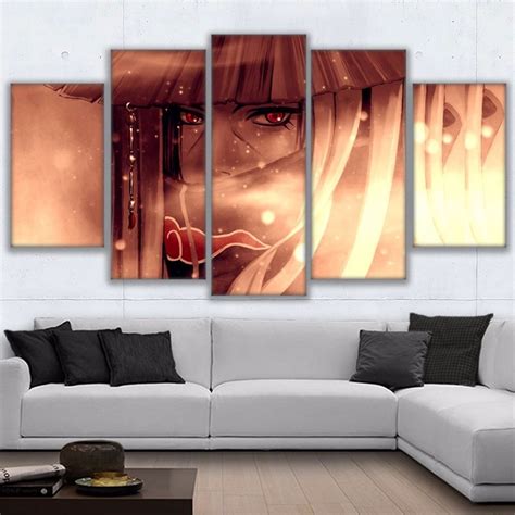 Naruto Uchiha Itachi Hd Canvas Wall Art 5 Piece Framed Poster Set