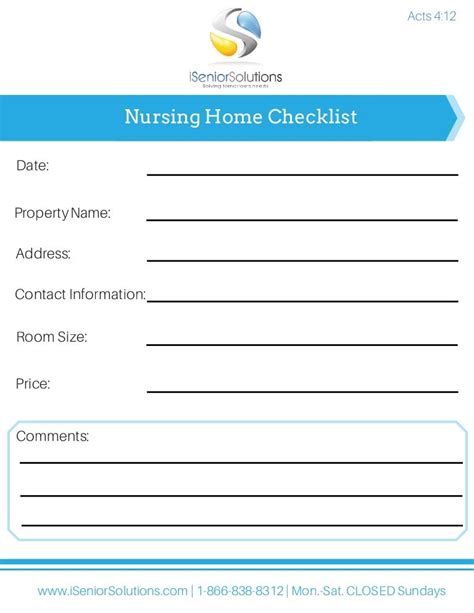 Nursing Home Checklist Gambaran