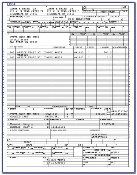 Blank Ub 04 Claim Form Printable