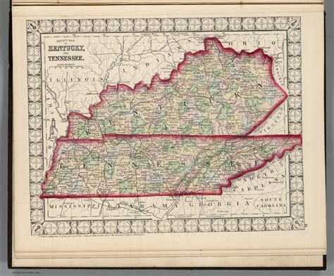 County Map Of Kentucky And Tennessee David Rumsey Historical Map