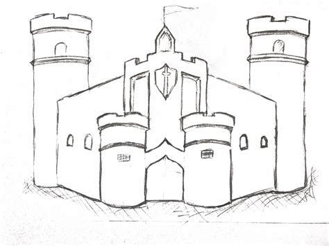 Easy Castle Sketches Sketch Coloring Page