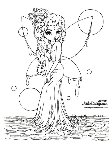 Water Fairy Lineart By Jadedragonne On Deviantart Fairy Coloring