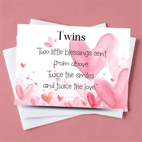 Card For Twins Congratulations For Twins Card Baby Shower Etsy