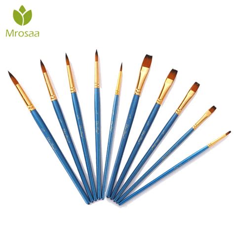 Mrosaa 510pcsset Watercolor Gouache Paint Brushes Pointed Tip Flat