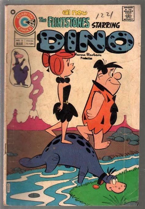 Flintstones Starring Dino 8 1975 Charlton Dinosaur Cover Hanna Barbera