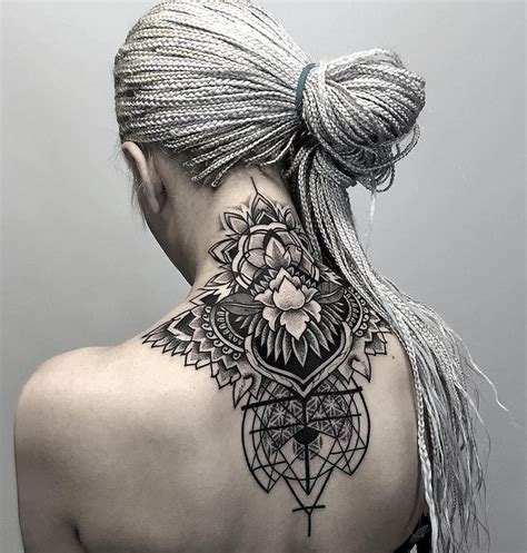 Neck Tattoo Geometric Floral Pattern