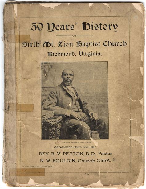 50 Years History Of Sixth Mt Zion Baptist Church Encyclopedia Virginia