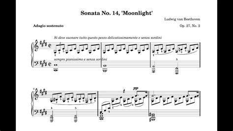 14 'quasi una fantasia' in c sharp minor op. Beethoven - Moonlight Sonata 1st Movement (+ Piano Sheet ...