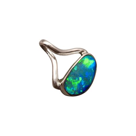 Blue Opal Pendant 14k White Gold Pendants Opal Jewelry