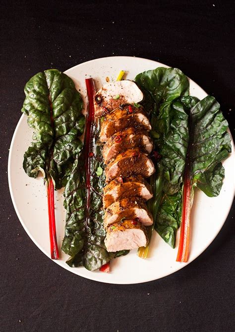Carrot, cut into 1/8 inch slices 1/2 c. Balsamic Roasted Pork fillet with Swiss Chard | Recipe ...
