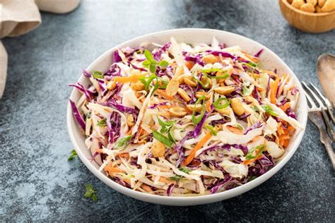 Asian Cabbage Cole Slaw With Peanut Sauce Stock Photo Image Of Butter