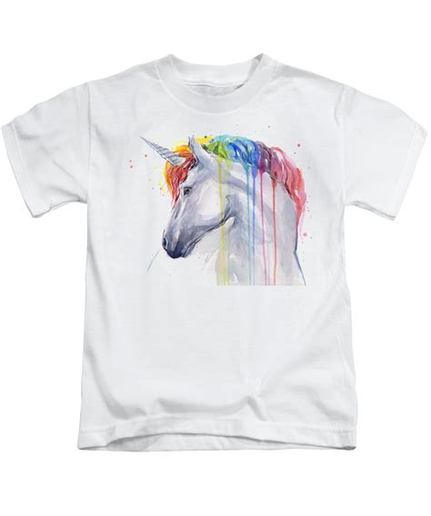 Unicorn Rainbow Watercolor Kids T Shirt By Olga Shvartsur Pixels