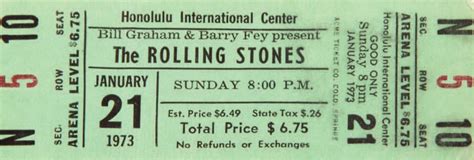 Rolling Stones 1973 Pacific Tour Ticket Bill Wyman