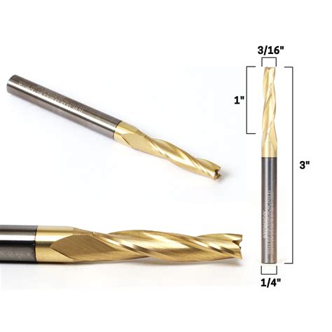 3/16" Tapered Upcut Spiral ZRN Coated CNC Router Bit - 1/4" Shank