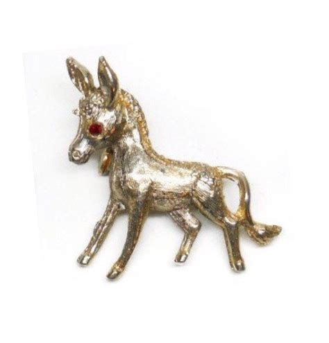 Vintage Washed Gold Tone Foal Donkey Brooch Pin Featuring Ruby Etsy