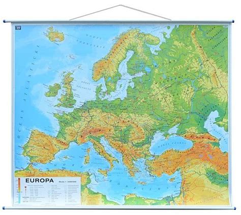 Europa Mapa ścienna Dwustronna Fizyczna Do ćwiczeń 1 3 250 000 Nowa