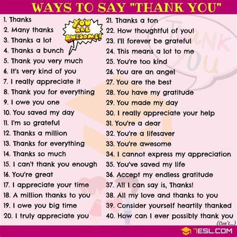 80 Other Ways To Say “thank You” In English • 7esl Learn English