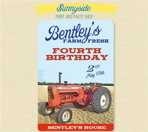 Vintage Tractor Birthday Invitation Boys Birthday Party Etsy