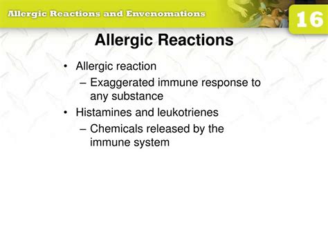 Ppt 16 Allergic Reactions And Envenomations Powerpoint Presentation