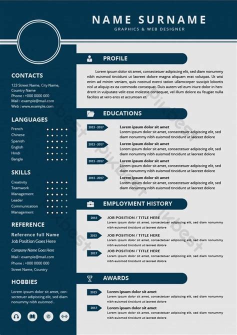 A Professional Resume Template With Blue And White Colors