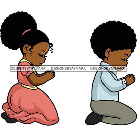 Black Kids Praying God Lord Prayers Pray Girl Boy Kneeling Etsy Uk