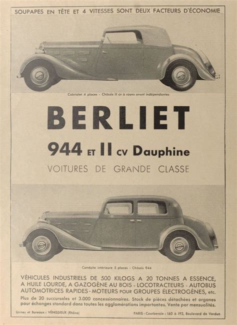 1935 Berliet Poster Ads Cabriolet Automotive Art Car Ads Car