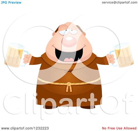 clipart of a drunk monk with beer royalty free vector illustration by cory thoman 1232223