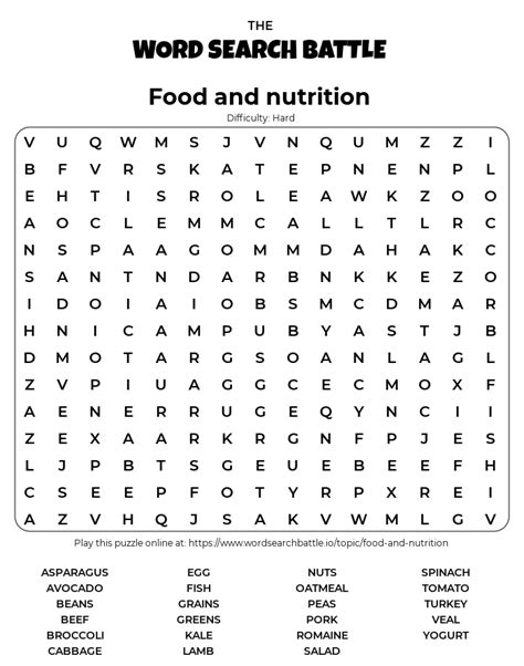 Nutrition Word Search Printable Printable Blank World