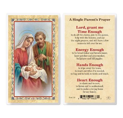 A Single Parents Prayer Gold Stamped Laminated Holy Cards 25 Count