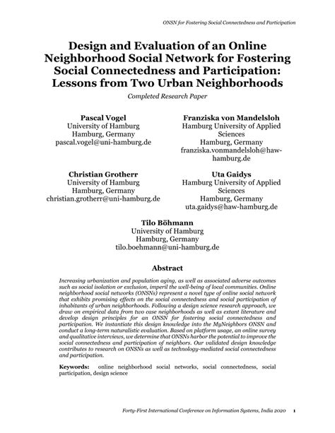 Pdf Design And Evaluation Of An Online Neighborhood Social Network