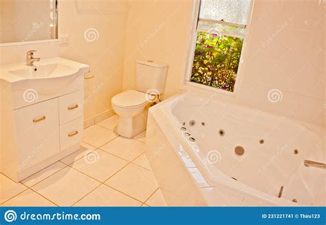 A Luxurious Australian Bathroom With A Spa Stock Image Image Of