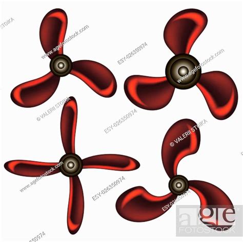 Set Of Red Propeller Icons Isolated On White Background Stock Photo