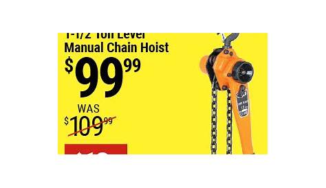 HAUL-MASTER 1-1/2 ton Lever Manual Chain Hoist for $99.99 – Harbor