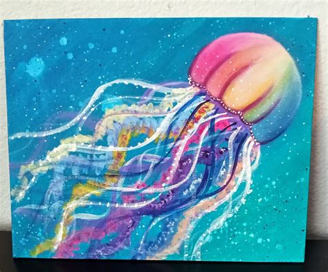Underwater Jellyfish Acrylic Painting Etsy