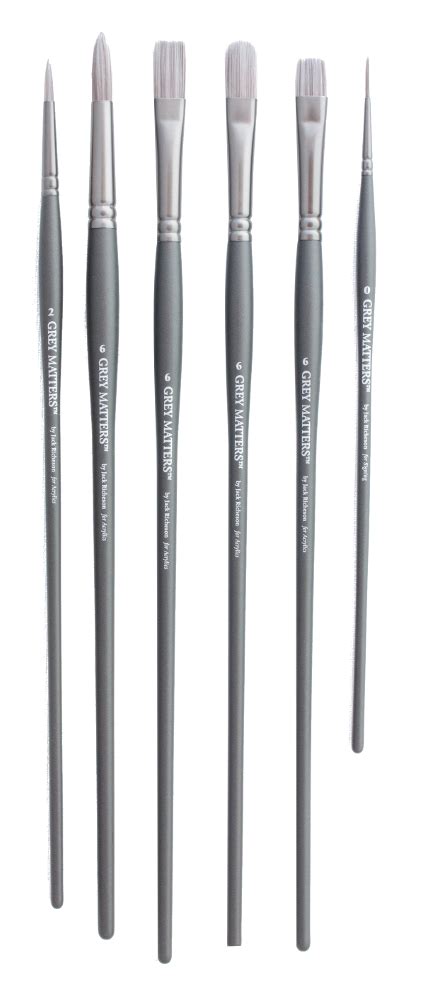 Richeson Grey Matters Brush Set Of 6 Synthetic Acrylic Brushes Rex