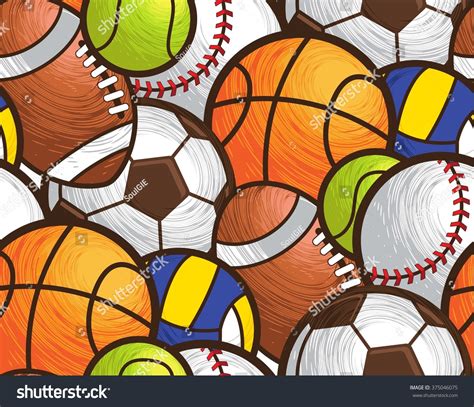 Sport Ball Seamless Pattern Vector 375046075 Shutterstock