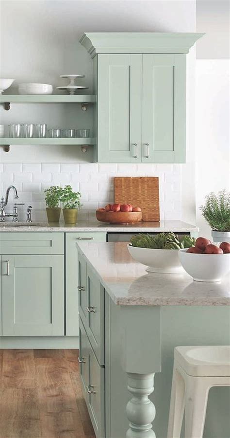 43 Cozy Color Kitchen Cabinet Decor Ideas That You Will Like Green Kitchen Cabinets Beautiful