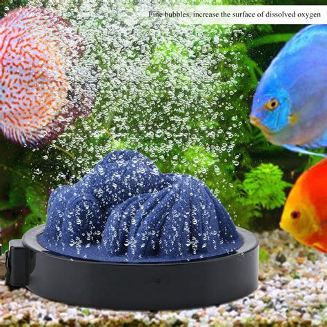 Mgaxyff Air Bubble Disk Stone Aquarium Aerator Fish Tank Black Shell