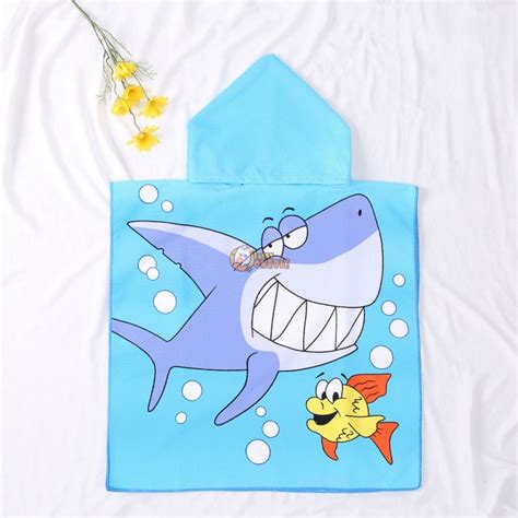 Agetp kids hooded towel for swimsuit cover up for beach, pool, bath super soft and absorbent 100% microfiber 24 w x 24 l oversized poncho robes towel for toddlers under age 6. Shark Hooded Beach Towel for Kids & Baby Bath Towels ...
