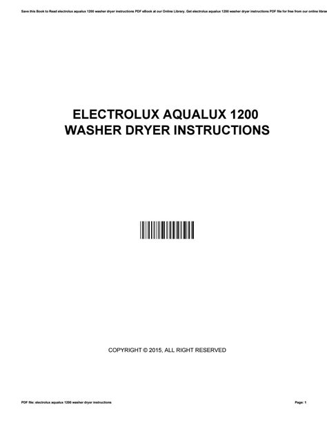 Electrolux Aqualux 1200 Washer Dryer Instructions By Daveyoung19481 Issuu