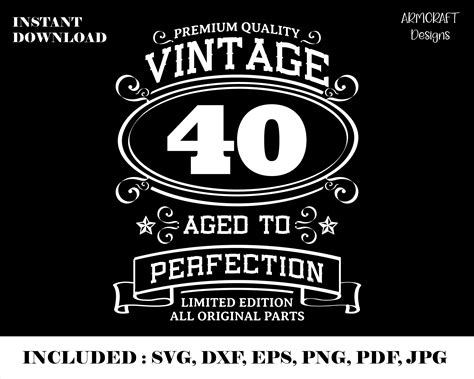 40th Birthday Svg Vintage 1980 Svg Aged To Perfection Etsy