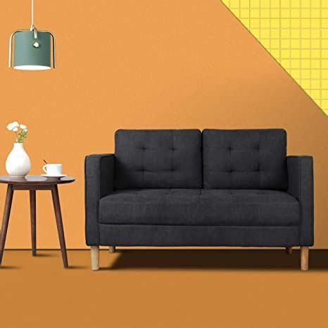 Mid Century Modern Classic Fabric Loveseat Sofa Tufted Living Room