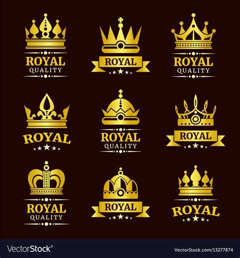 Golden Royal Quality Crown Logo Templates Vector Image